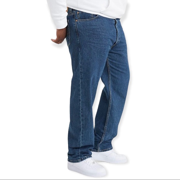 LEVI’S Mens 505 Jeans Dark Wash Regular Straight Leg 34” Inseam Big & Tall - Picture 2 of 6